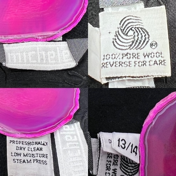 VTG Michele Black Wool Pencil Wrap Midi Length Skirt Size 13/14 14 Lined Career - Picture 7 of 15